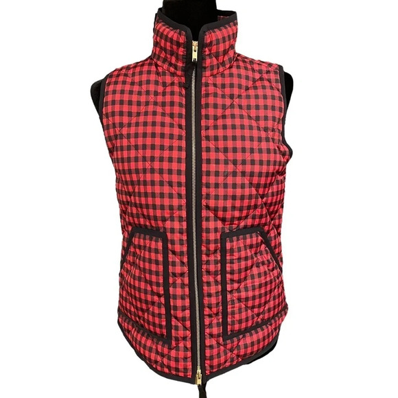 J. CREW Excursion Buffalo Red Black Plaid Vest Down Filled XS - Picture 9 of 9